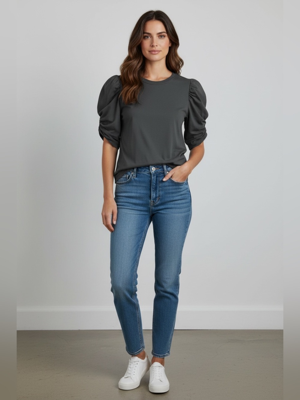 A.L.C. Black Puff-Sleeve Crewneck Tee